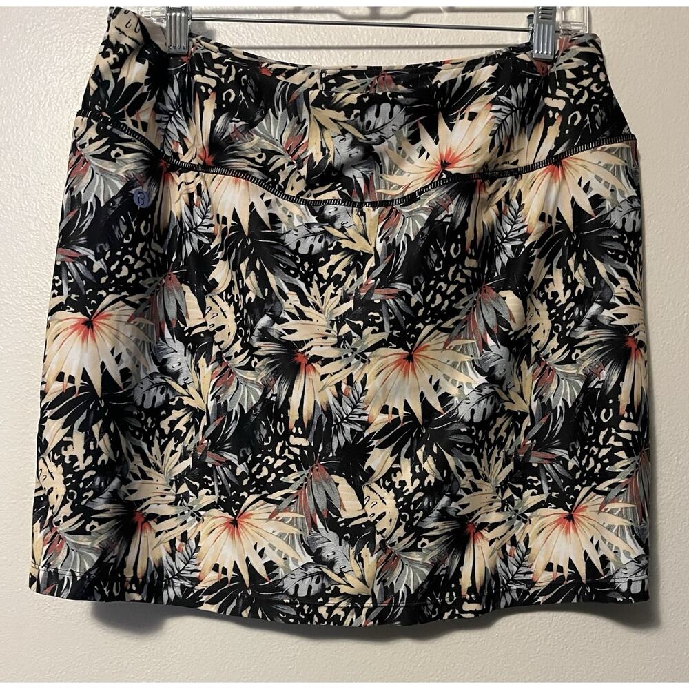 Bzees Athletic Skort Women’s Large Tropical Fern Print Golf Tennis Pickleball